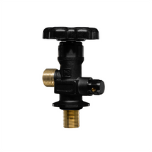 Load image into Gallery viewer, 2.5lb Aluminum and 5lb Composite Black CO2 Bottle Valve - CGA 320 / 725-14 Nipple Thread / .750-16 Bottle Thread