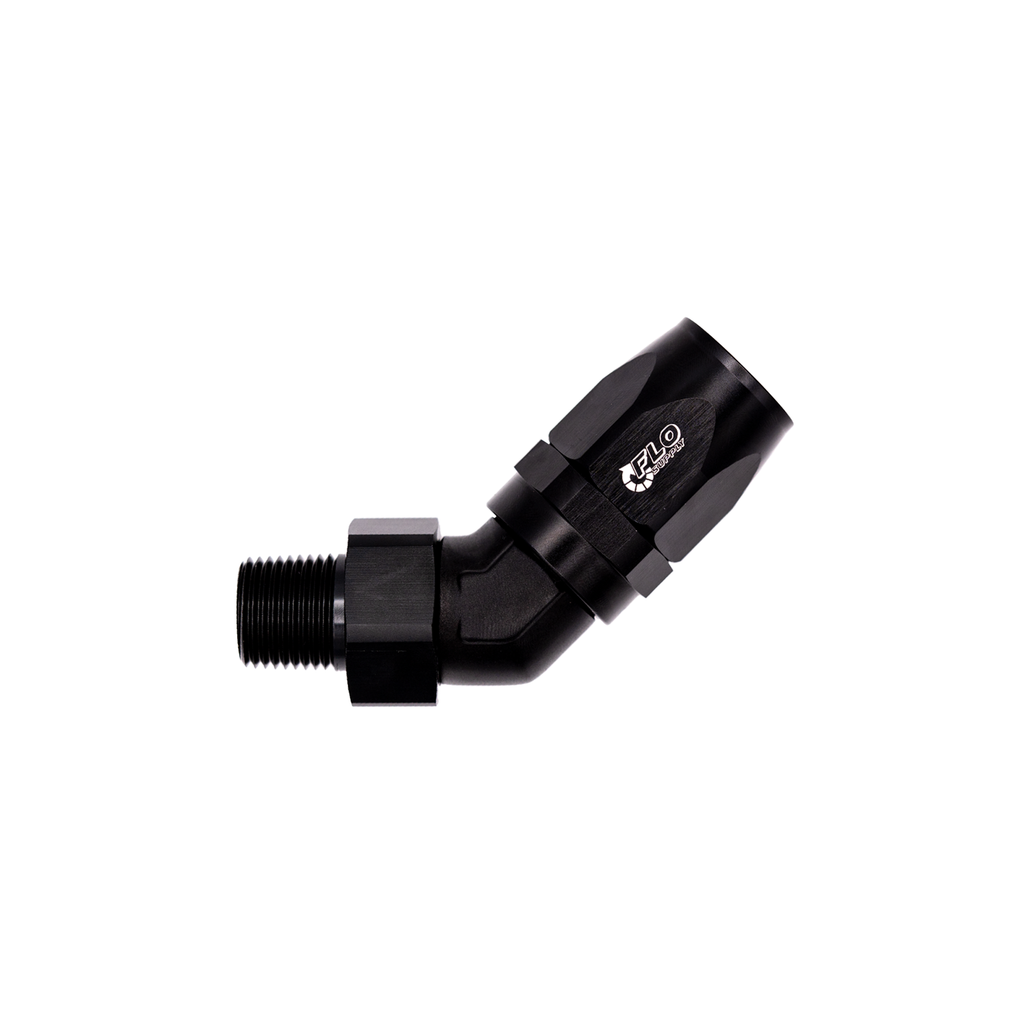 Flo Supply 1/2" NPT To 12AN EZ Connect Forged 45 Degree Swivel Forged Hose End
