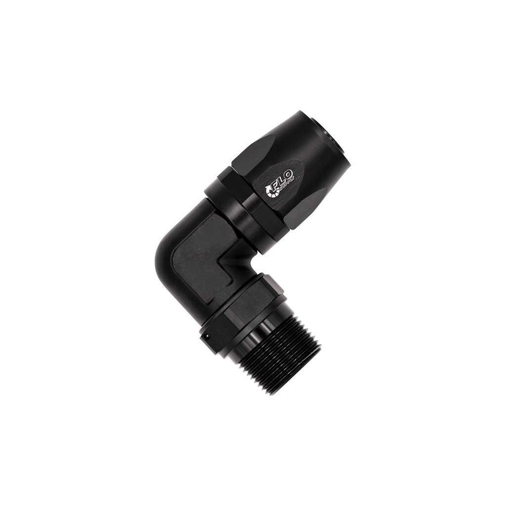 Flo Supply 1/2" NPT To 10AN EZ Connect Forged 90 Degree Swivel Forged Hose End