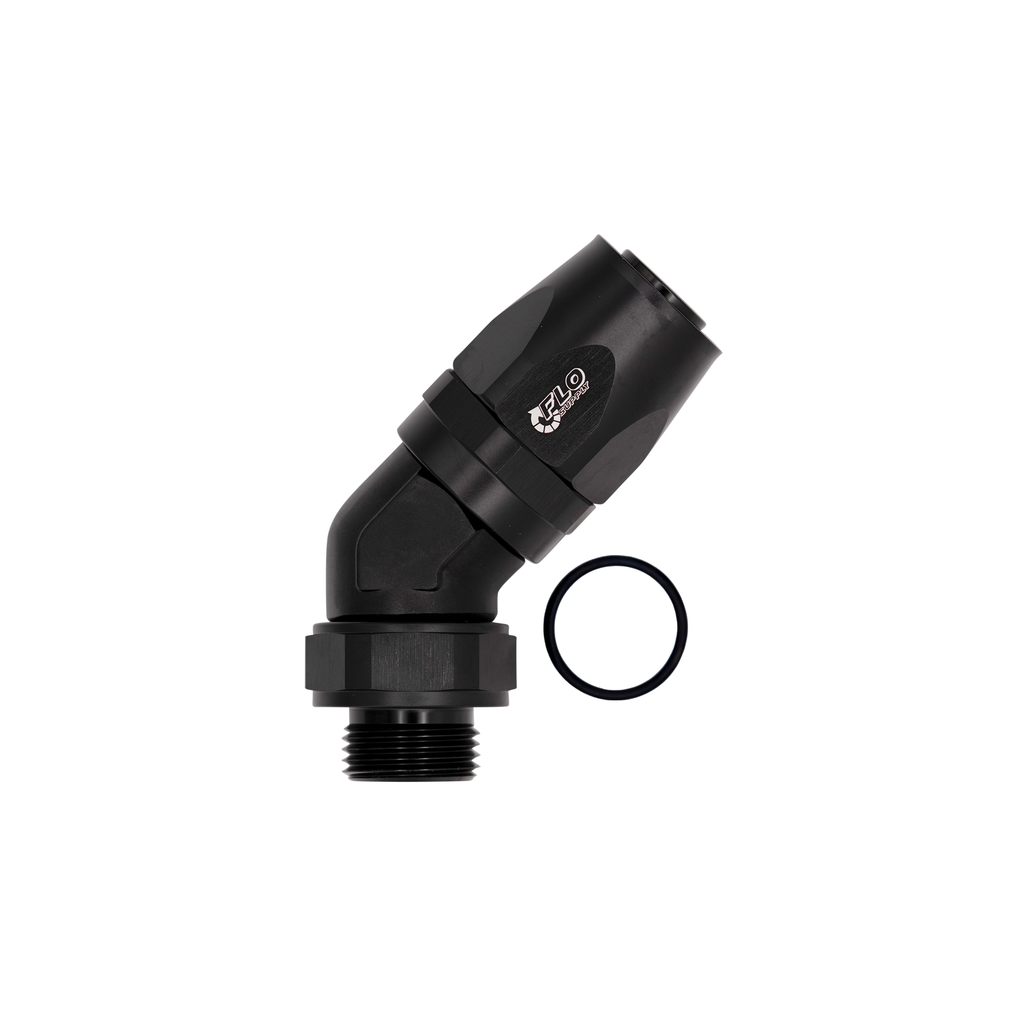 Flo Supply 12AN ORB To 16AN EZ Connect Forged 45 Degree Swivel Forged Hose End