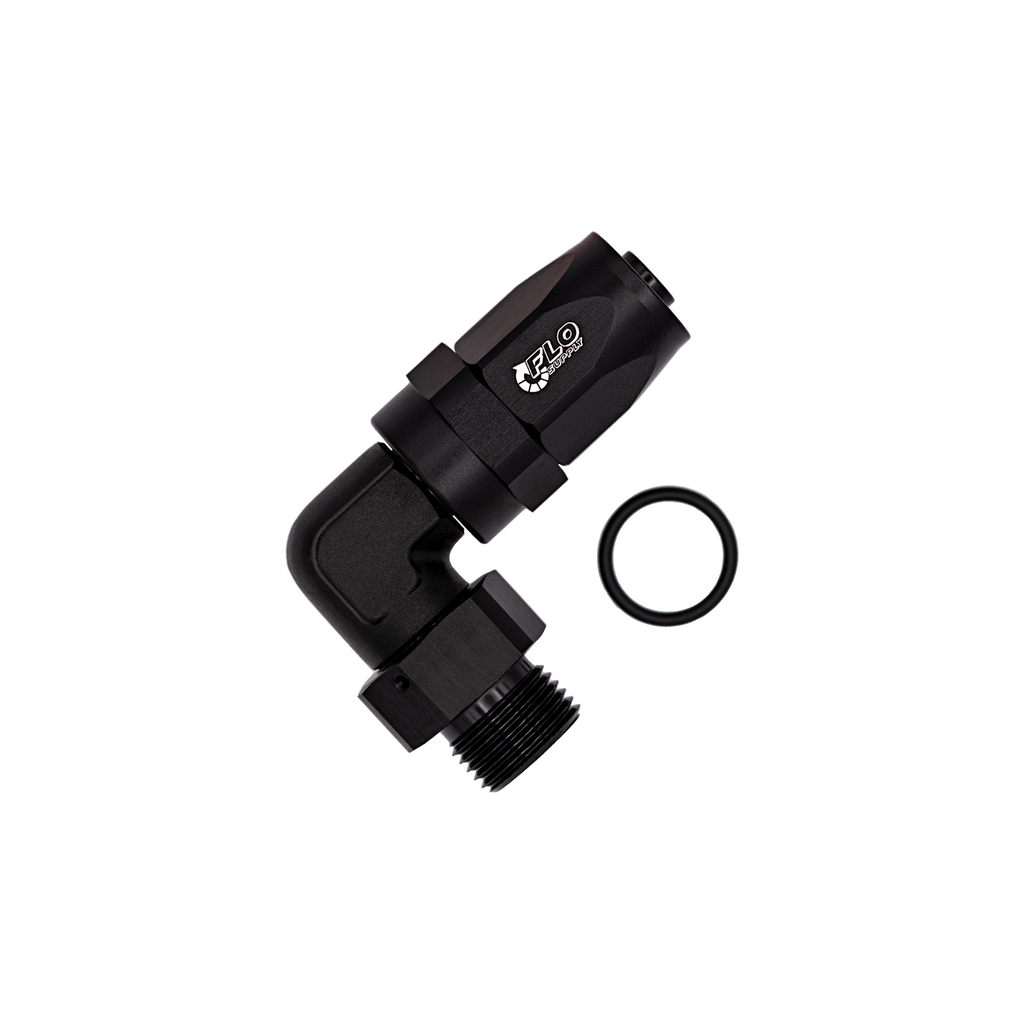 Flo Supply 8AN ORB To 6AN EZ Connect Forged 90 Degree Swivel Forged Hose End