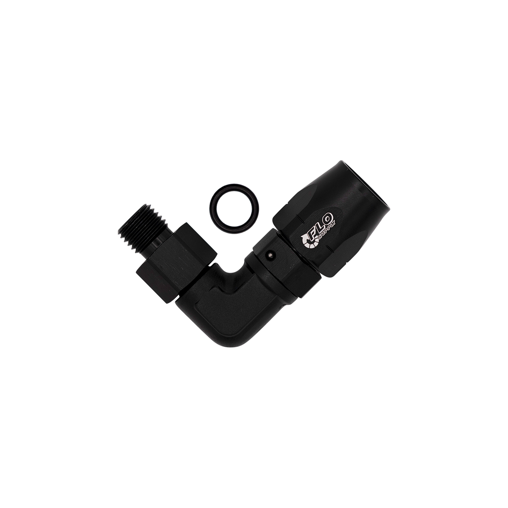 Flo Supply 8AN ORB To 8AN Cutter Forged 90 Degree Swivel Forged Hose End