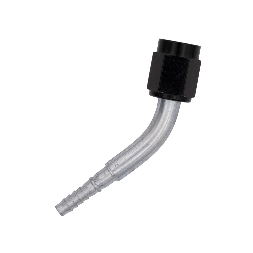 Flo Supply 8AN 45 Degree Hose End Assembly - Black Tube Nut