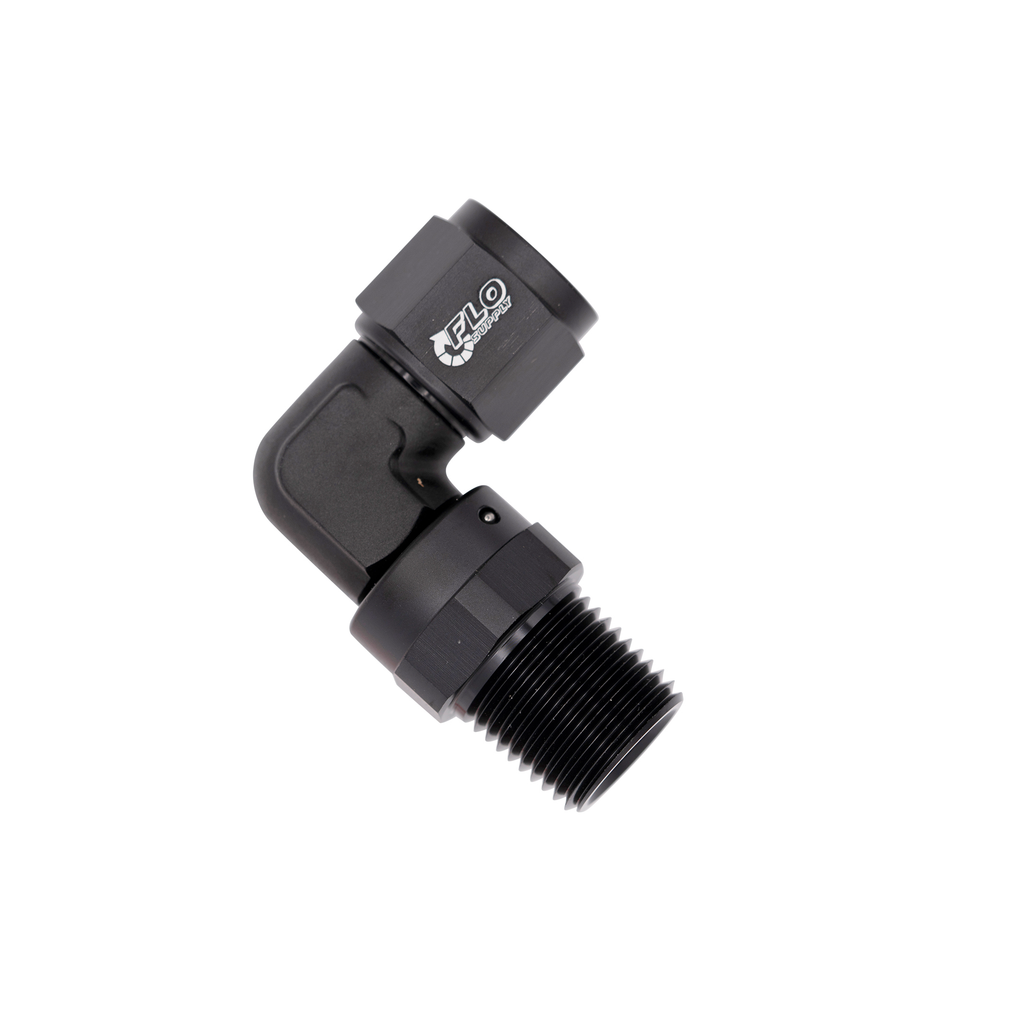 Flo Supply 3/4" NPT 90 Degree Male To 12AN Female Swivel Adapter