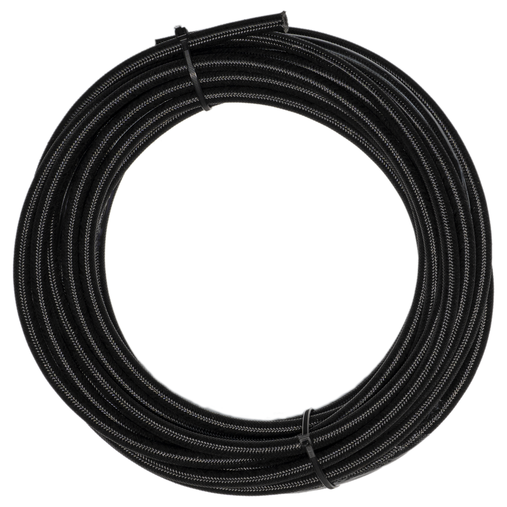 Flo Supply 16AN Black Stainless Steel Braided Hose - Synthetic Rubber Liner