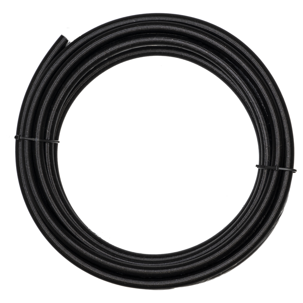 Flo Supply 6AN Black Stainless Steel Braided Hose - PTFE Liner