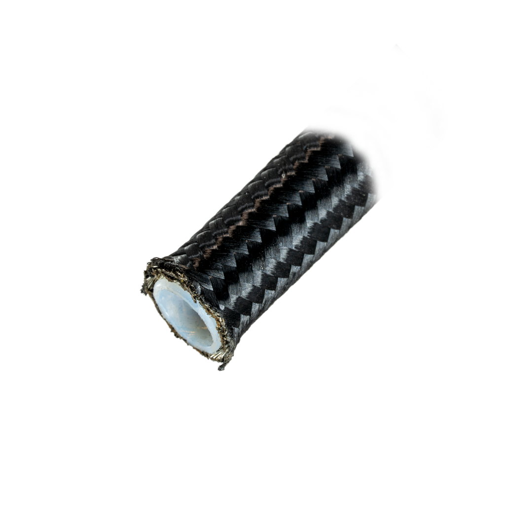 Flo Supply 3AN Black Nylon Covered Stainless Steel Braided Hose - PTFE Liner