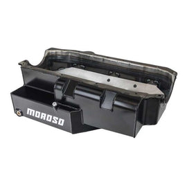 Moroso Pre 85 SBC 2PC Rear Main Circle Track SK Modified 8qt Steel 6.5in Oil Pan w/Rear Notch