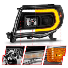 Load image into Gallery viewer, ANZO 05-11 Toyota Tacoma Projector Headlights w/Light Bar Switchback Black Housing