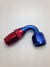 Load image into Gallery viewer, Fragola -6AN Nut x -8AN Hose 120 Degree Expanding Hose End - Blue/Red