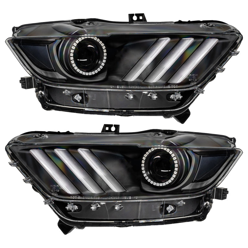 Oracle 15-17 Ford Mustang Dynamic RGB+A Pre-Assembled Headlights - Black Edition - NO RETURNS