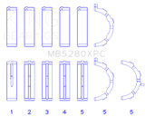 King Engine Bearings Ford V8 4.6L/5.4L SOHC Coated (Size .026) Crankshaft Main Bearings (Set of 5)