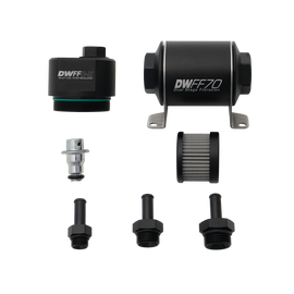 DeatschWerks DWFFR-X 70mm Billet Fuel Filter Regulator - 10 Micron with 3/8in Fittings