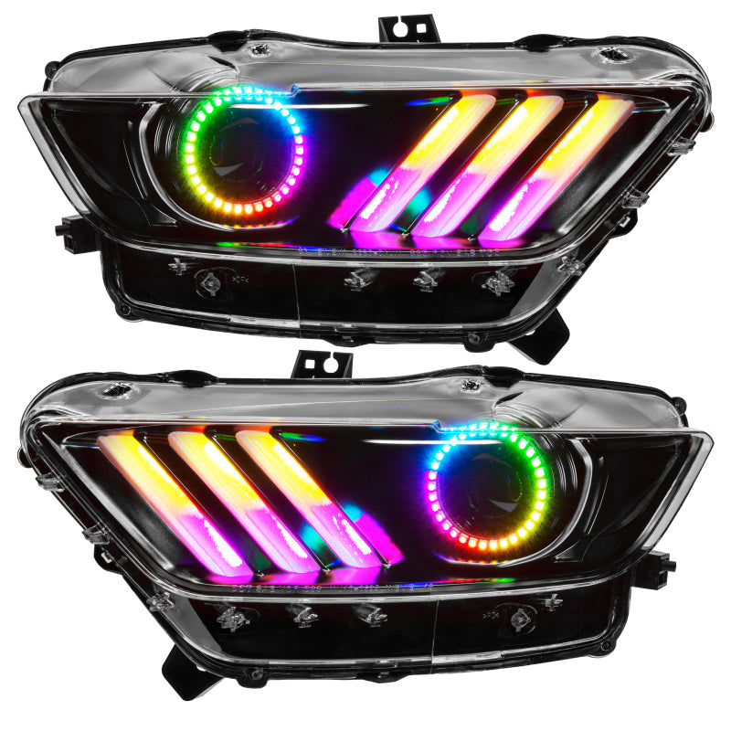 Oracle 15-17 Ford Mustang Dynamic RGB+A Pre-Assembled Headlights - Black Edition - NO RETURNS
