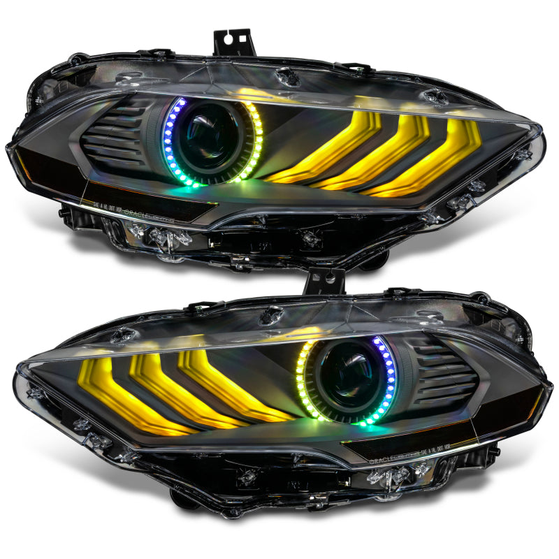 Oracle Lighting 18-23 Ford Mustang Dynamic ColorSHIFT LED Headlights - Black Series NO RETURNS