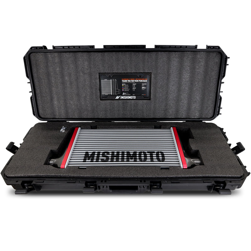 Mishimoto Universal Carbon Fiber Intercooler - Gloss Tanks - 600mm Silver Core - C-Flow - BL V-Band