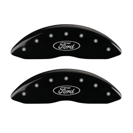 MGP Front set 2 Caliper Covers Engraved Front Oval logo/Ford Black finish silver ch