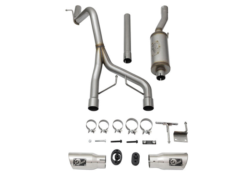 aFe Rebel Series CB 2.5in Dual Center Exit SS Exhaust w/ Polish Tip 07-15 Jeep Wrangler 3.6L/3.8L V6