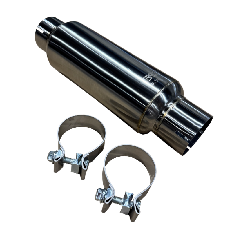 Kooks 3in Round Clamp In Muffler 10in Long Body Polished Stainless Steel