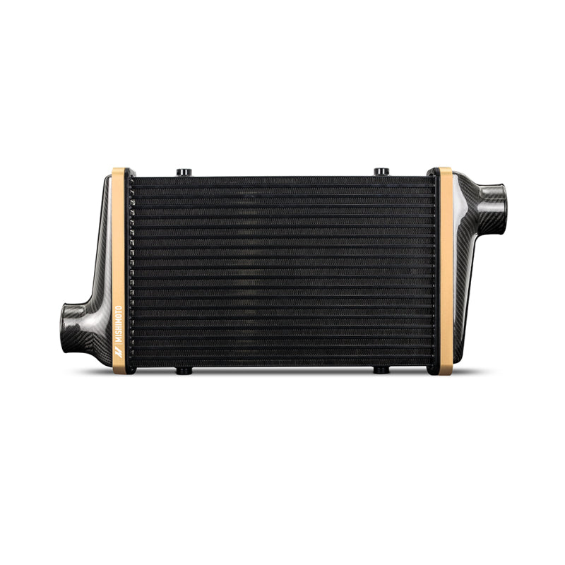 Mishimoto Universal Carbon Fiber Intercooler - Gloss Tanks - 525mm Black Core - C-Flow - DG V-Band