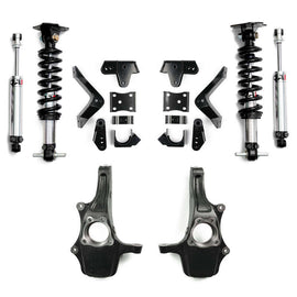 QA1 2019+ Chevrolet Silverado / GMC Sierra 1500 Double Adjustable 4/5in Lowering Kit w/ Spindles