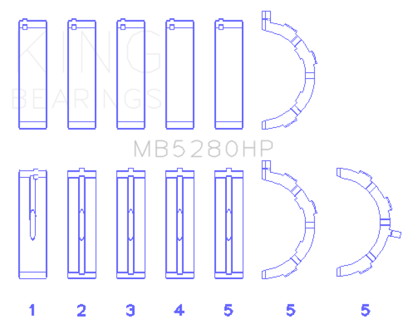 King Engine Bearings Ford Prod. V8 4.6L/5.4L (Size 0.25) Performance Main Bearing Set