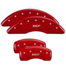 Load image into Gallery viewer, MGP 4 Caliper Covers Engraved Front &amp; Rear MGP Red Power Coat Finish Silver Characters