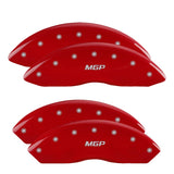 MGP 4 Caliper Covers Engraved Front & Rear MGP Red Finish Silver Char 2014 Chevrolet Express 2500