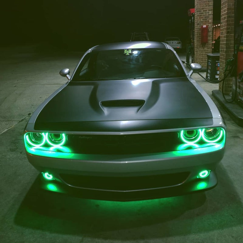 Oracle 15-21 Dodge Challenger Waterproof LED Fog Light Halo Kit - ColorSHIFT NO RETURNS