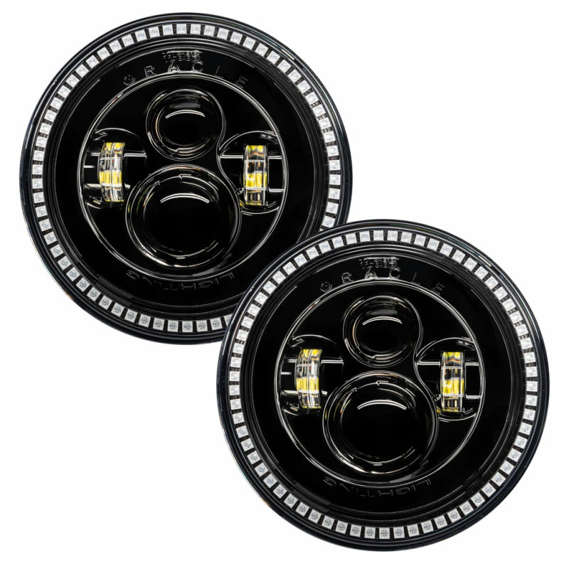 Oracle 7in High Powered LED Headlights - Black Bezel - ColorSHIFT - BC1 NO RETURNS