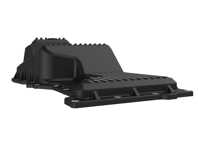 aFe 20-25 GM Trucks L6 3.0L Engine Oil Pan - Black w/ Machined Fins