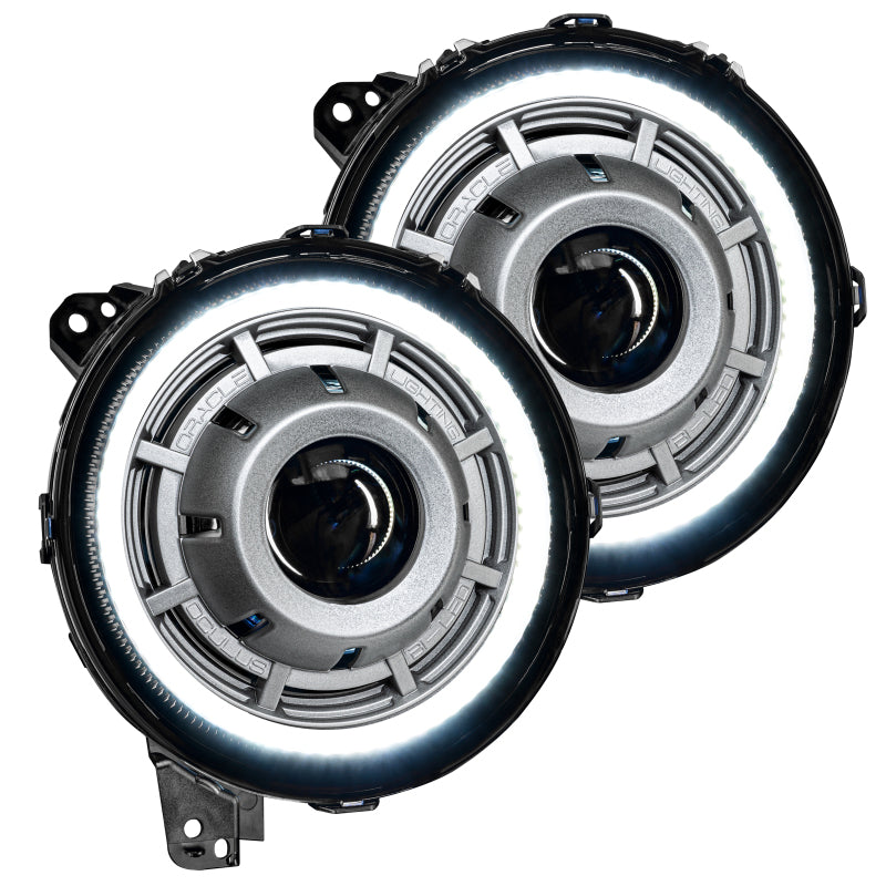 Oracle Oculus Bi-LED Projector Headlights for Jeep JL/Gladiator JT - Satin Silver - 5500K NO RETURNS