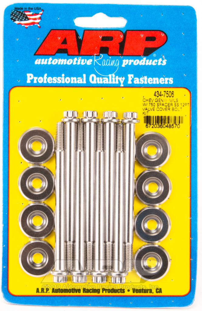 ARP Small Block Chevy GENIII/IV LS Series .750 Spacer 12pt Valve Cover Bolt Kit - Stainless Steel