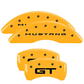 MGP 4 Caliper Covers Engraved Front 2015/Mustang Engraved Rear 2015/GT Yellow finish black ch