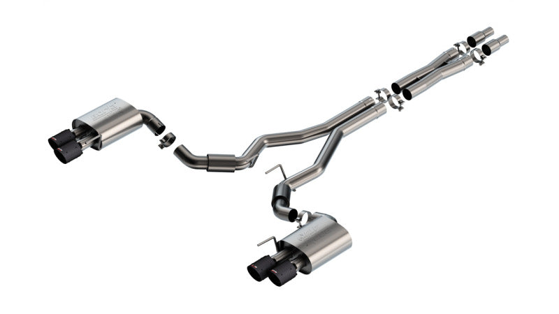 Borla 2024 Ford Mustang GT 5.0L V8 3 in ATAK Catback Non-Active Exhaust- Carbon Fiber Quad Tip