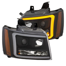 Load image into Gallery viewer, ANZO 07-14 Chevy Tahoe Projector Headlights w/ Plank Style Design Black w/ Amber