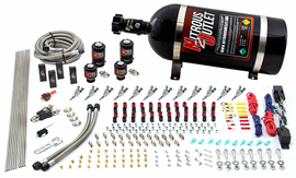 6 Cylinder 4 Solenoid Dual Stage Direct Port System With Distribution Blocks and Straight Blow Through Nozzles, High Fuel Pressure E85 (10lb Bottle)
