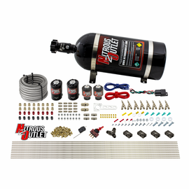 8 Cylinder Dual Stage Direct Port Nitrous System - .122 Nitrous/.177 Fuel Solenoids - Straight Blow Through Nozzles (10lb Bottle)