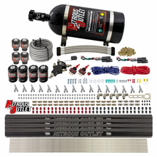 Load image into Gallery viewer, 8 Cylinder Dual Stage Direct Port Nitrous System with Injection Rails - Gas - .112 Nitrous/.177 Fuel - 45-55 PSI - Straight Blow Through Nozzles (10lb Bottle)