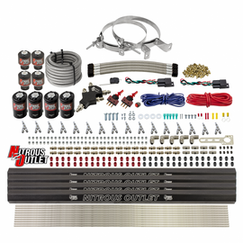 8 Cylinder Dual Stage Direct Port Nitrous System with Injection Rails - Gas - .112 Nitrous/.177 Fuel - 45-55 PSI - Straight Blow Through Nozzles (12lb Bottle)