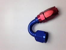 Load image into Gallery viewer, Fragola -16AN Fem x -12AN Hose 150 Degree Reducing Hose End - Blue/Red