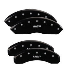 Load image into Gallery viewer, MGP 4 Caliper Covers Engraved Front &amp; Rear MGP Black Finish Silver Char 2019 Jeep Wrangler