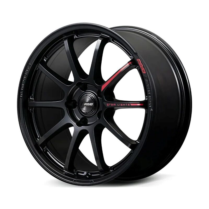 Gram Lights 57NR LIMITED II 18x8.5 +38 5-120 Semigloss Black Wheel w/ Black Cap/Stickers/Air Valve
