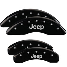Load image into Gallery viewer, MGP 4 Caliper Covers Engraved Front Rear JEEP Logo Engraved Black Finish Silver Characters