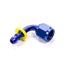 Load image into Gallery viewer, Fragola -8AN Nut x -6AN 90 Degree Push-Lite Hose End For Fuel Cell Conversion - Blue