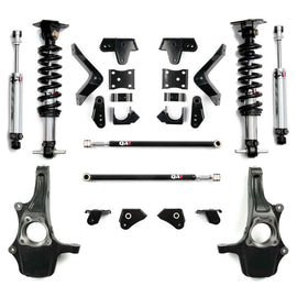 QA1 2019+ Chevrolet Silverado 1500 Double Adjustable 4/5in Lowering Kit w/ Spindles & Traction Bars
