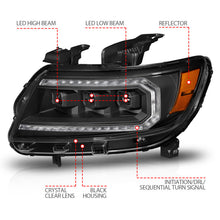 Load image into Gallery viewer, ANZO 15-22 Chevrolet Colorado Full LED Projector Headlights w/ Initiation &amp; Sequential - Black