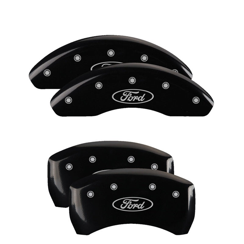 MGP 4 Caliper Covers Front and Rear 22-24 Ford Maverick Powder Coat Finish - Blk w/ Silv. Ford Logo
