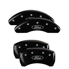 Load image into Gallery viewer, MGP 4 Caliper Covers Front and Rear 22-24 Ford Maverick Powder Coat Finish - Blk w/ Silv. Ford Logo