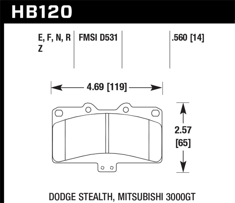 Hawk Mitsubishi 3000 GT VR4/ Dodge Stealth R/T 4WD HP+ Street Front Brake Pads